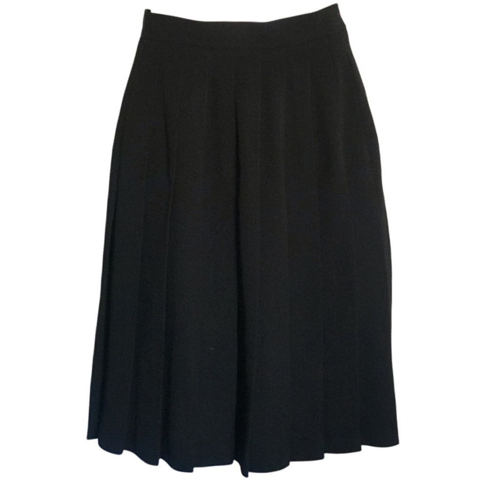 Vintage Jones New York Black Inverted‎ Pleat knee length skirt size 6
